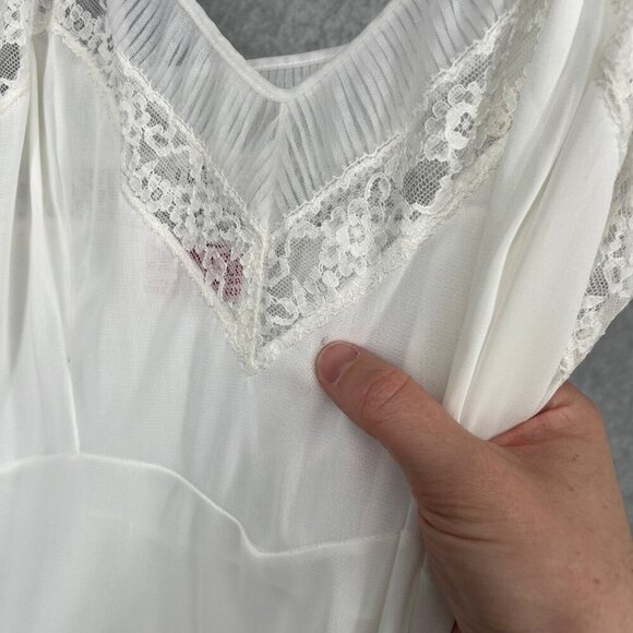 Youth Form VTG Midi Slip Dress Size 36 White Pleated Lace Dainty Bridal Coquette - Picture 6 of 12